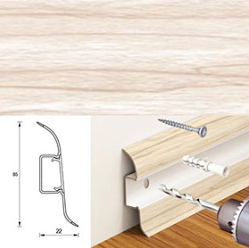 Напольный плинтус Идеал Классик К-П85, 267 Клен белый 85мм/22мм, 1 м.п.